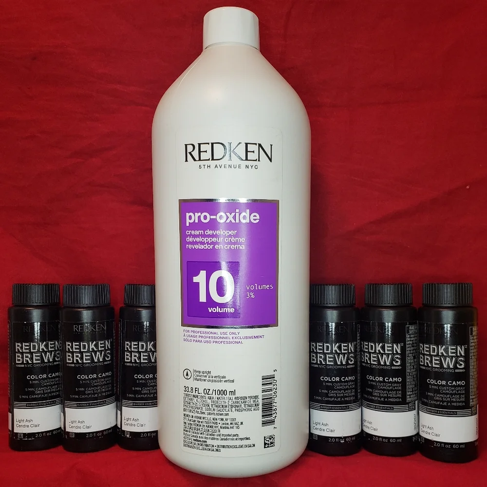 Redken Brews Light Ash Set Of 6 With One - 10 Volume Developer Liter - Fast!